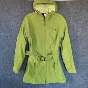 Athleta Women's Small Green  Zip Up Hooded Coat Fleece Lined Parka Winter Jacket